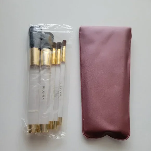 Vintage Mary Kay 5 Piece Clear Makeup Brush Set Travel Pouch SEALED - Picture 2 of 8